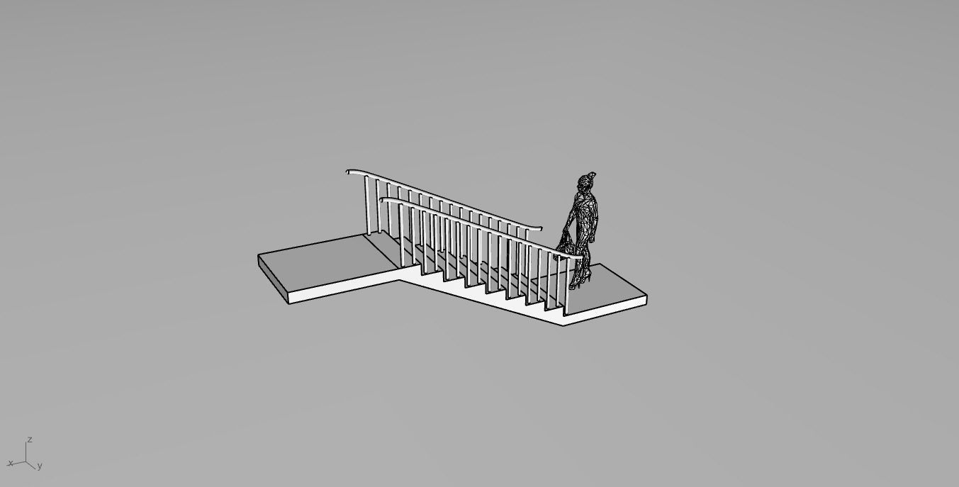 Architectural Linear Stairs with Handrail 3D model_91