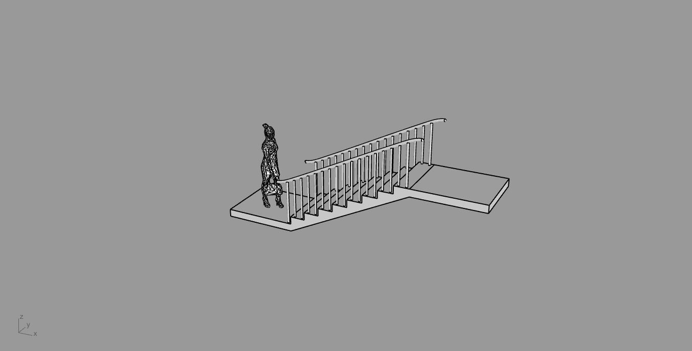 Architectural Linear Stairs with Handrail 3D model_84