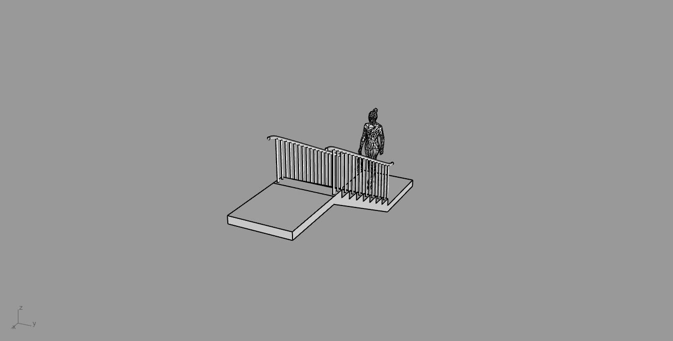 Architectural Linear Stairs with Handrail 3D model_89