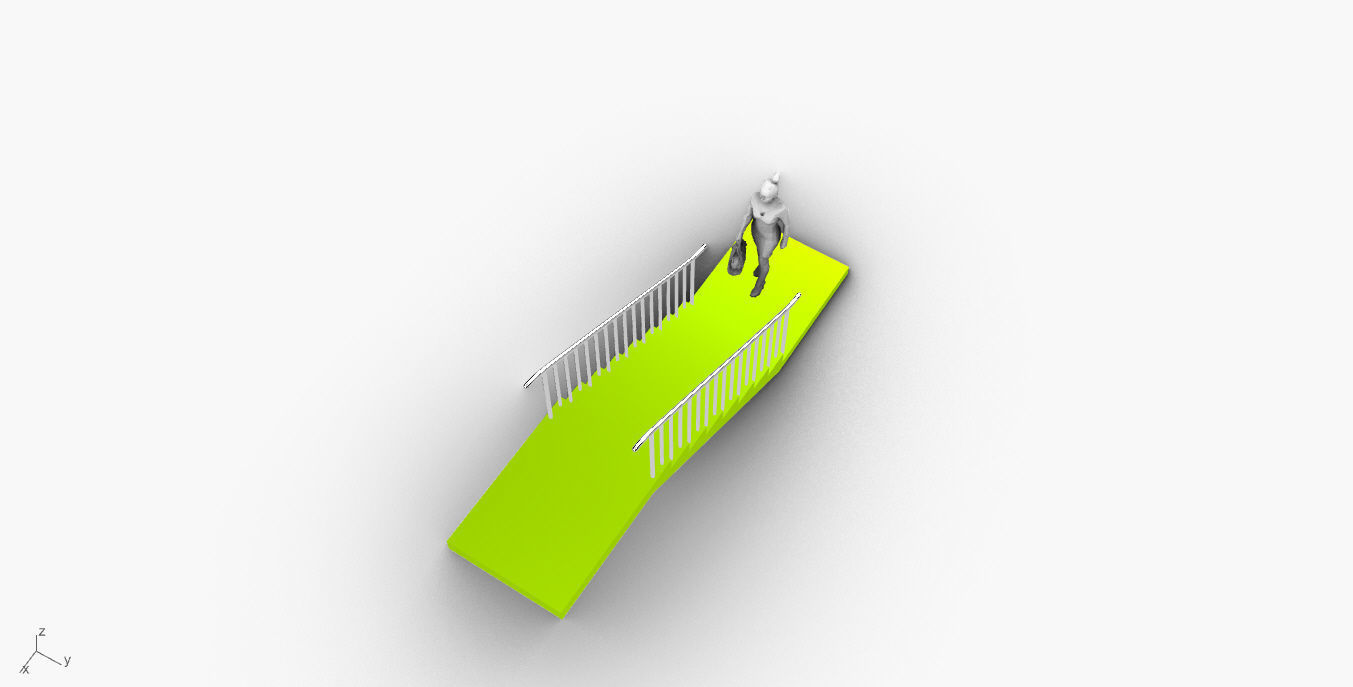 Architectural Linear Stairs with Handrail 3D model_51