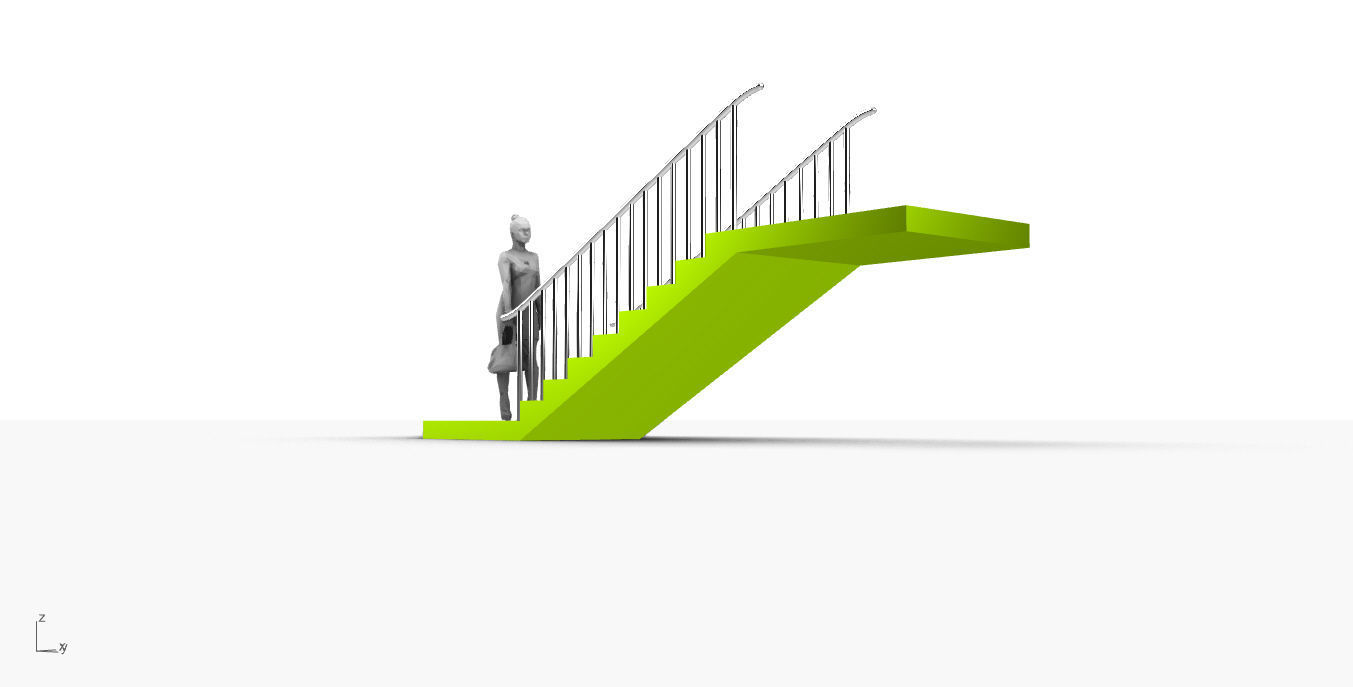 Architectural Linear Stairs with Handrail 3D model_27