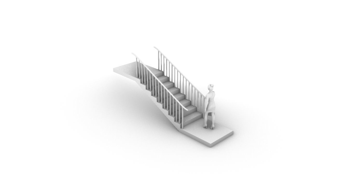 Architectural Linear Stairs with Handrail 3D model_75