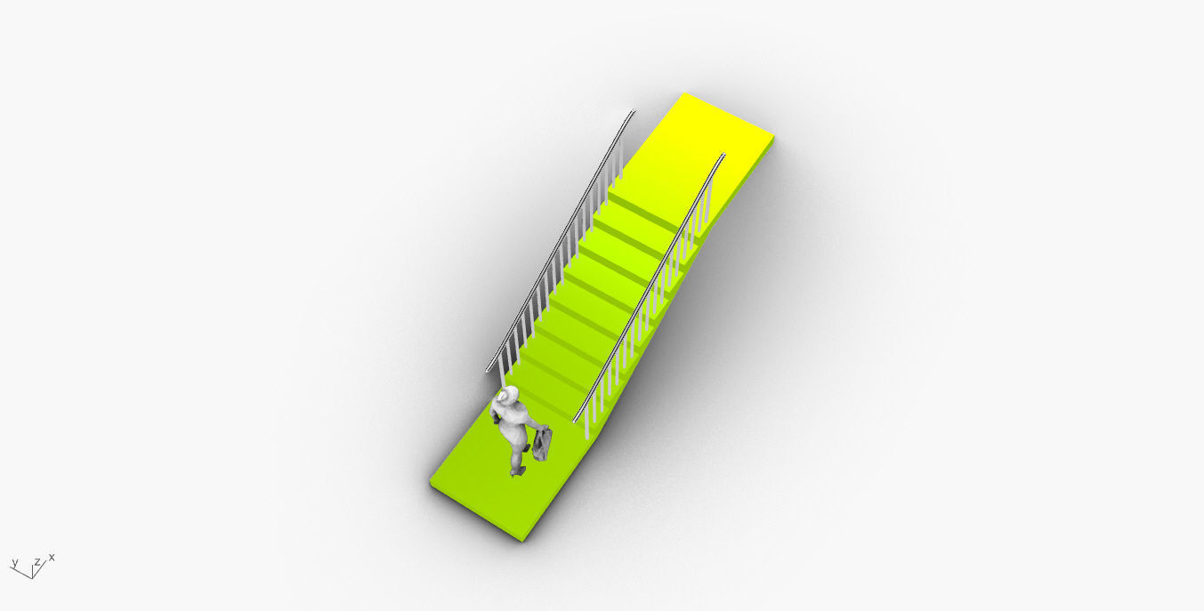 Architectural Linear Stairs with Handrail 3D model_61