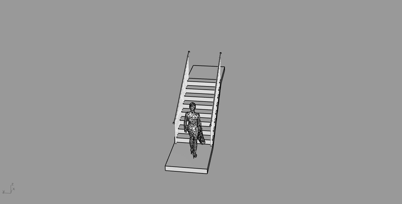 Architectural Linear Stairs with Handrail 3D model_98