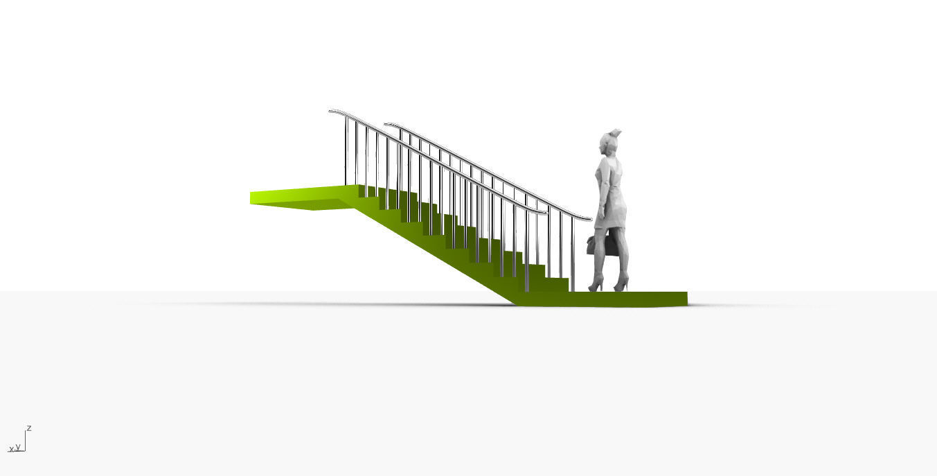Architectural Linear Stairs with Handrail 3D model_36