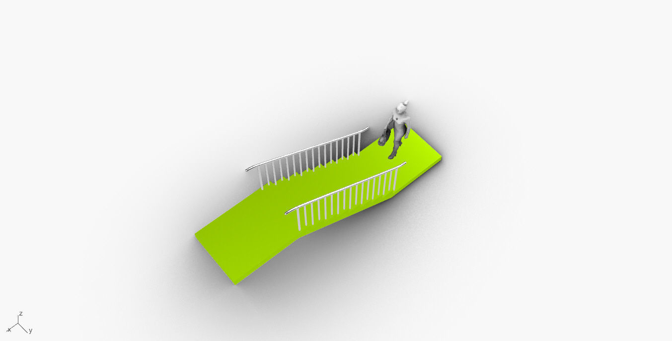 Architectural Linear Stairs with Handrail 3D model_52