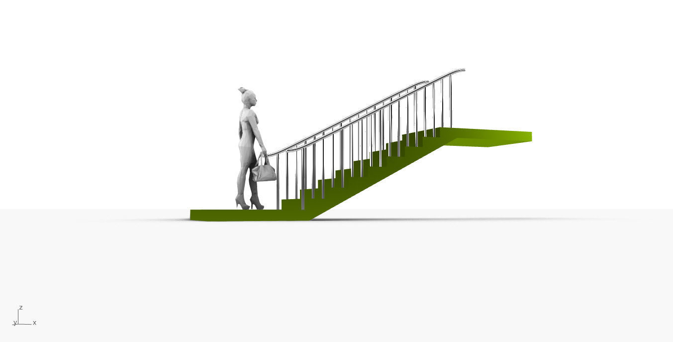 Architectural Linear Stairs with Handrail 3D model_23
