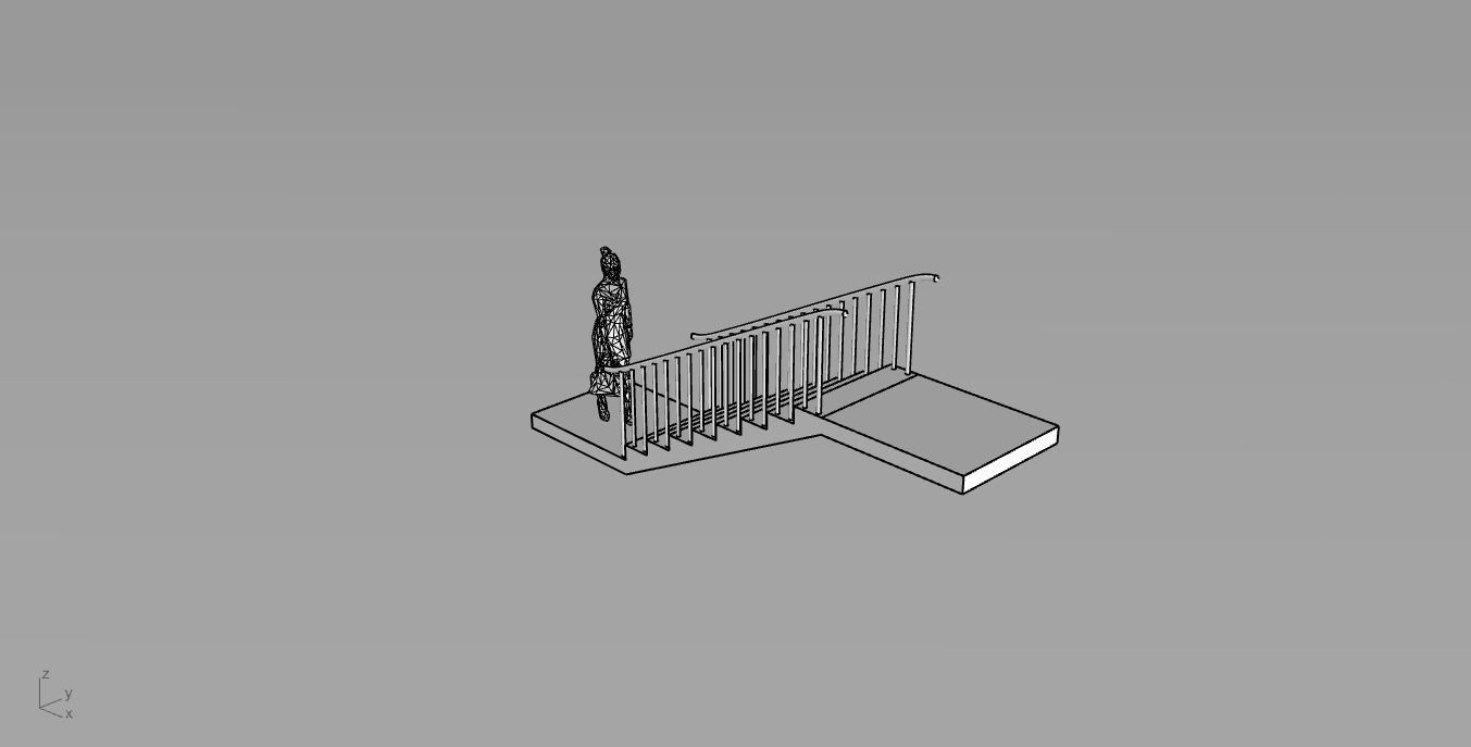 Architectural Linear Stairs with Handrail 3D model_85