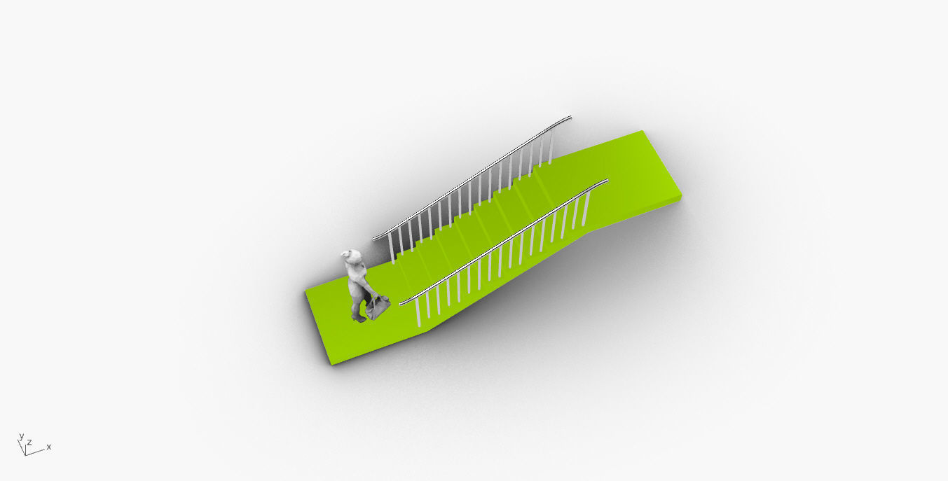 Architectural Linear Stairs with Handrail 3D model_43