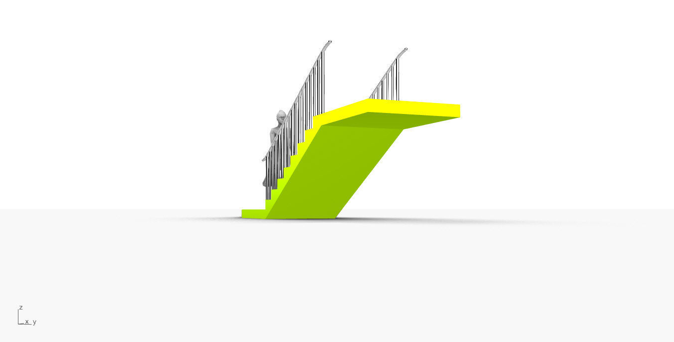 Architectural Linear Stairs with Handrail 3D model_28