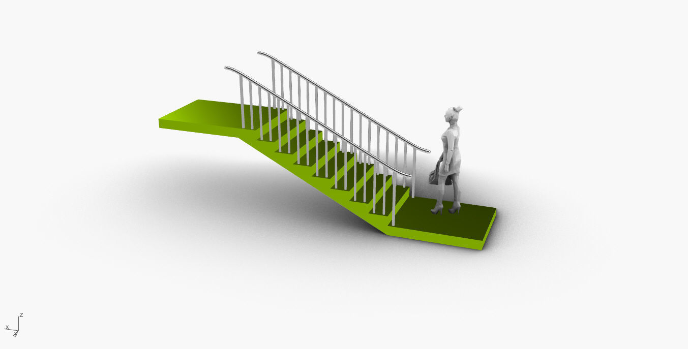 Architectural Linear Stairs with Handrail 3D model_14