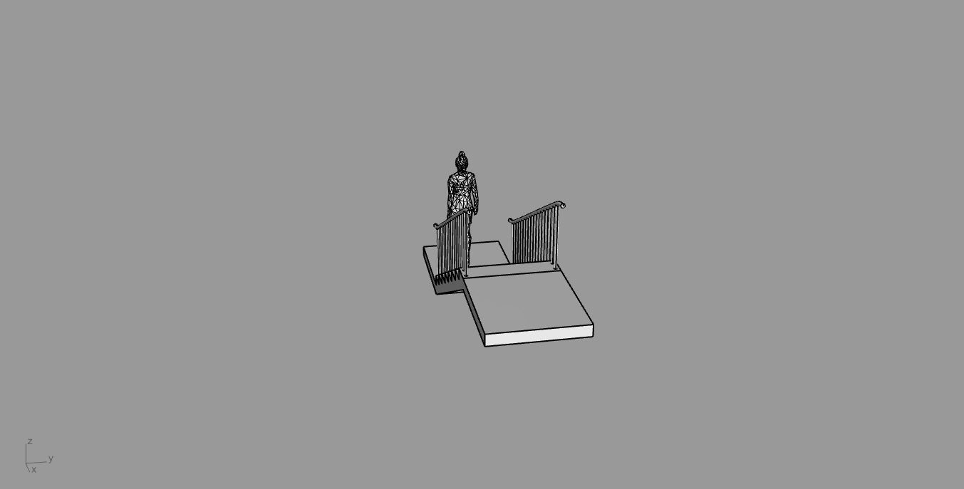 Architectural Linear Stairs with Handrail 3D model_87