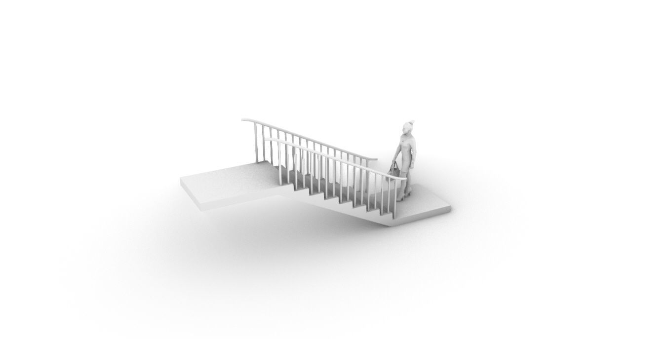Architectural Linear Stairs with Handrail 3D model_71