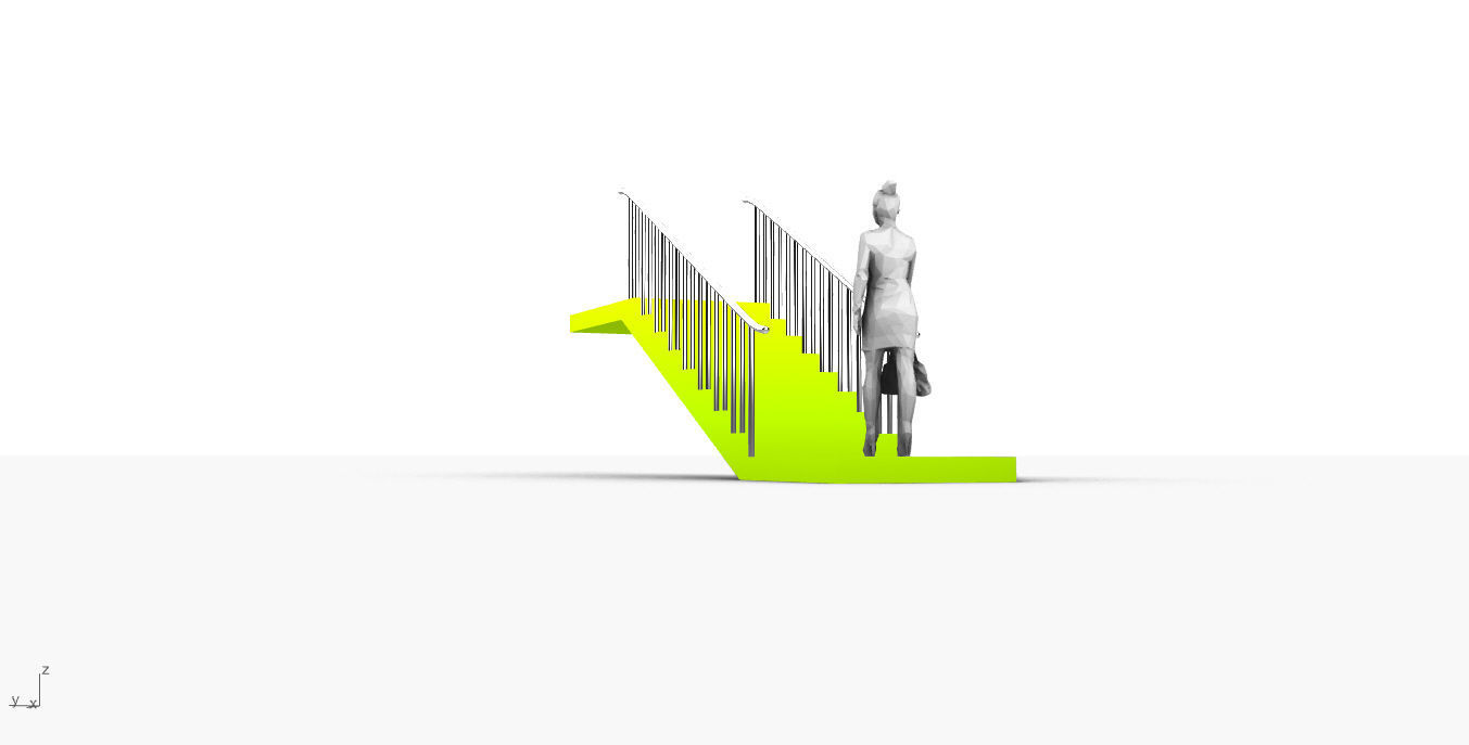 Architectural Linear Stairs with Handrail 3D model_38