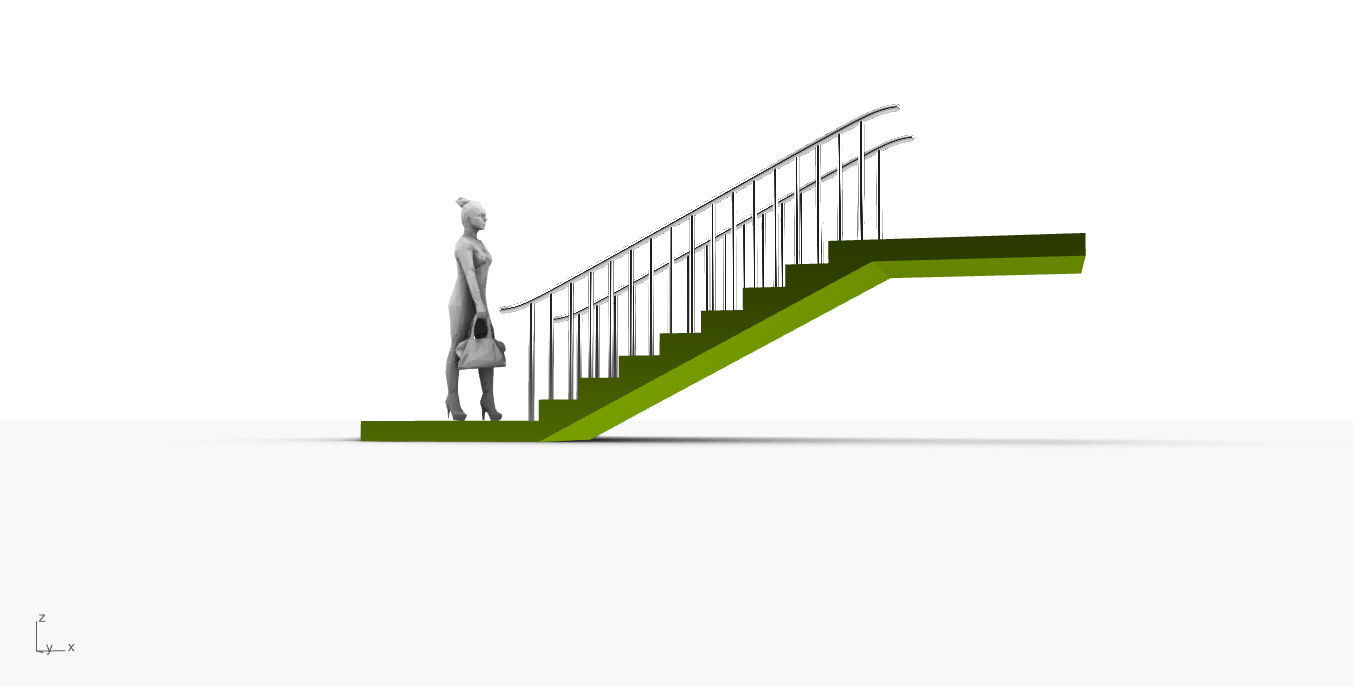 Architectural Linear Stairs with Handrail 3D model_25