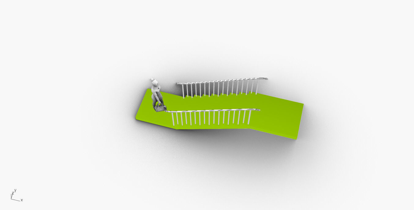 Architectural Linear Stairs with Handrail 3D model_45