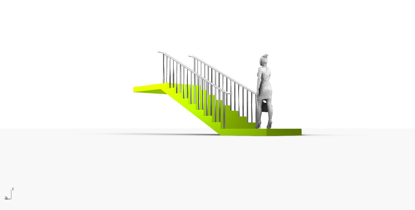 Architectural Linear Stairs with Handrail 3D model_37