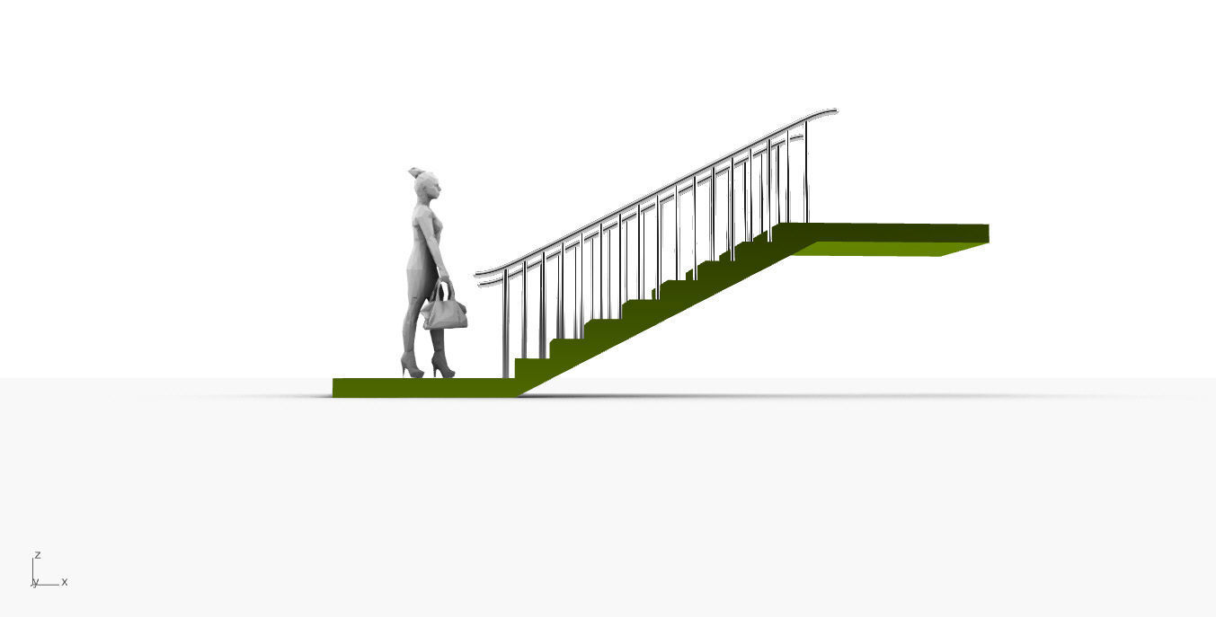 Architectural Linear Stairs with Handrail 3D model_24