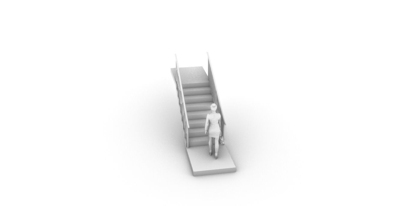 Architectural Linear Stairs with Handrail 3D model_77