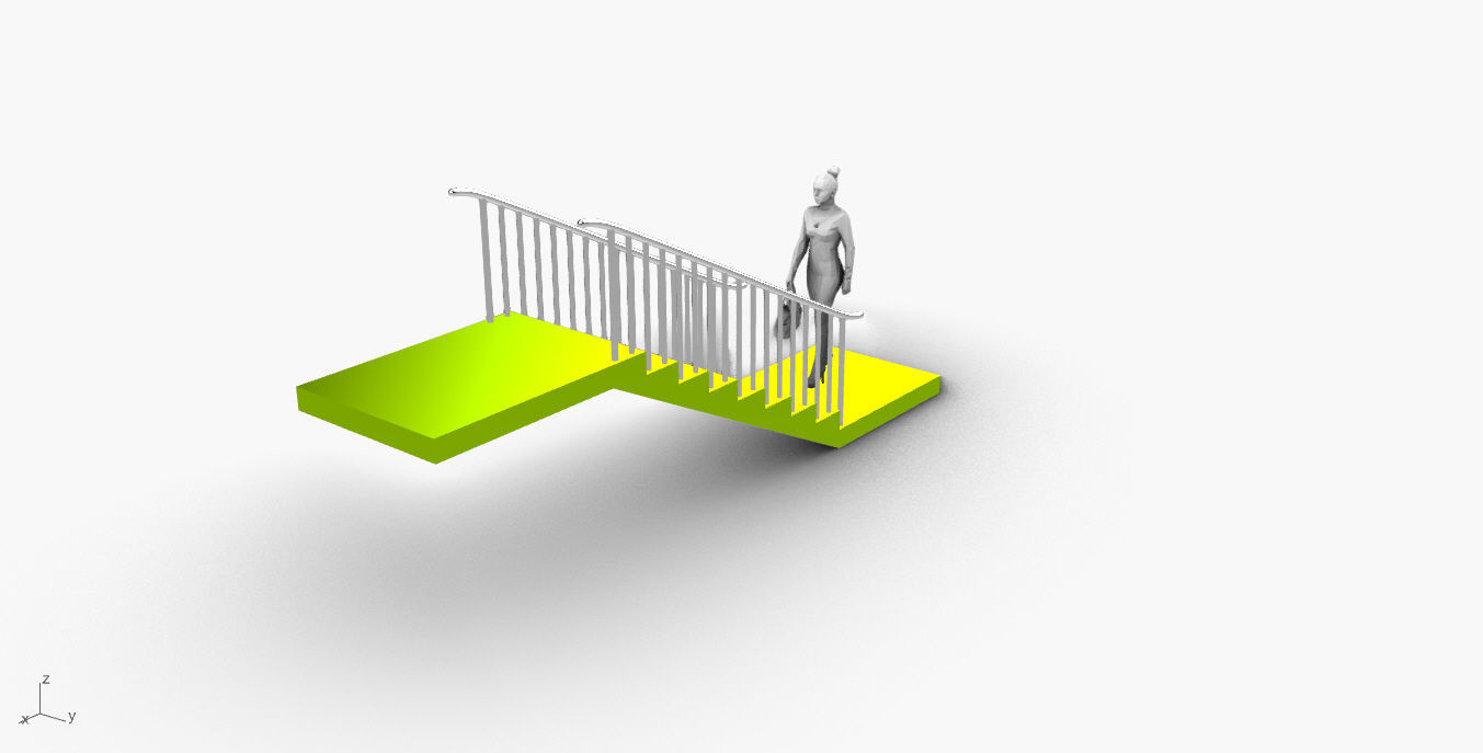 Architectural Linear Stairs with Handrail 3D model_10