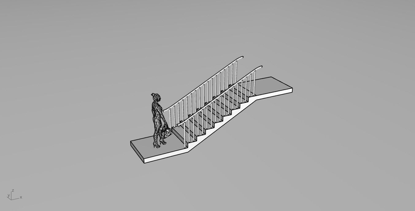Architectural Linear Stairs with Handrail 3D model_101