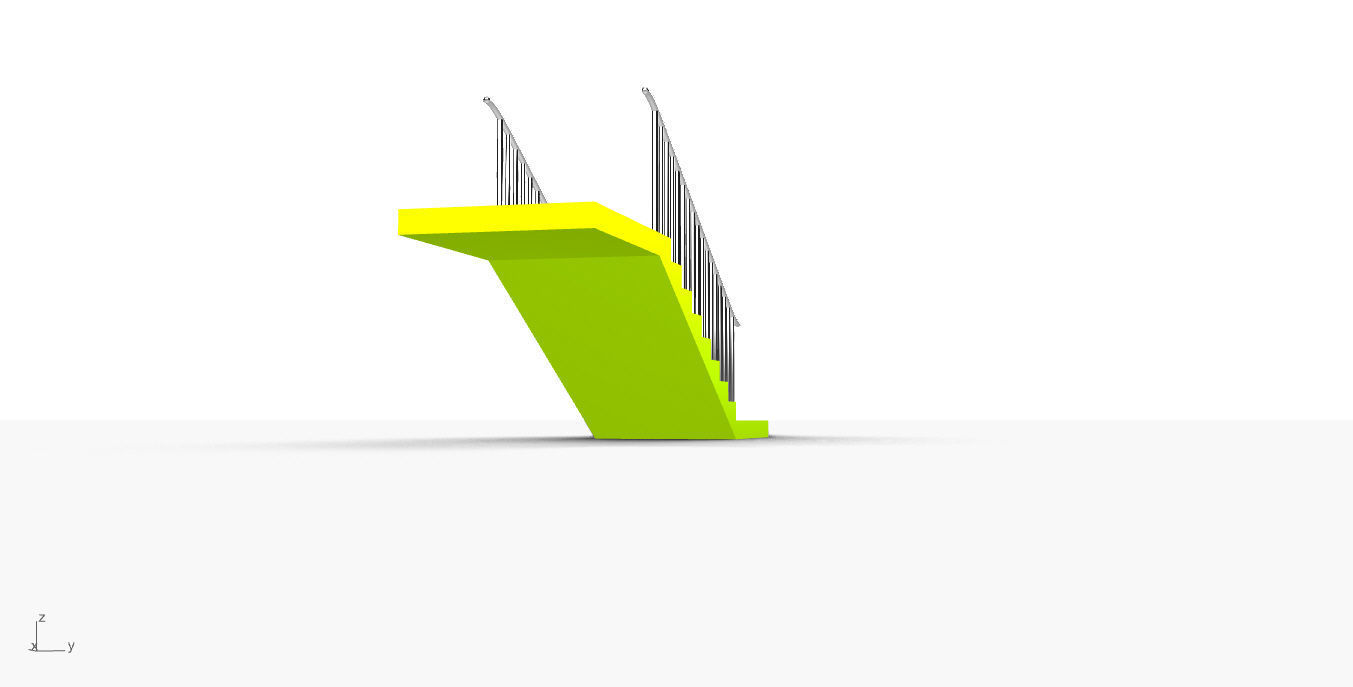Architectural Linear Stairs with Handrail 3D model_30