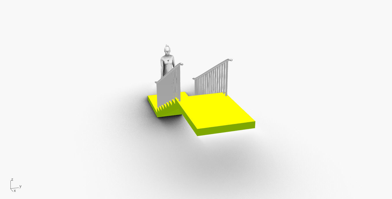 Architectural Linear Stairs with Handrail 3D model_7