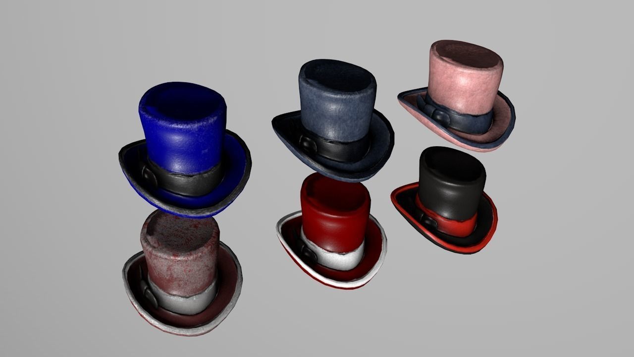 Top hat Low-poly 3D model_4