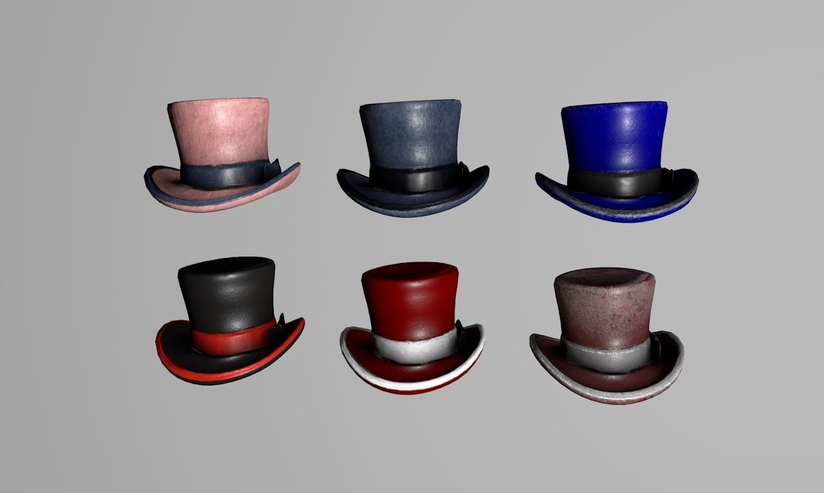 Top hat Low-poly 3D model_1