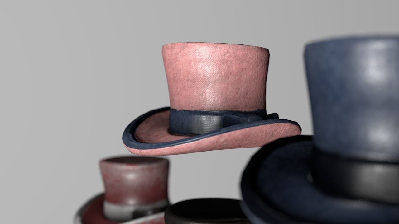 Top hat Low-poly 3D model_3