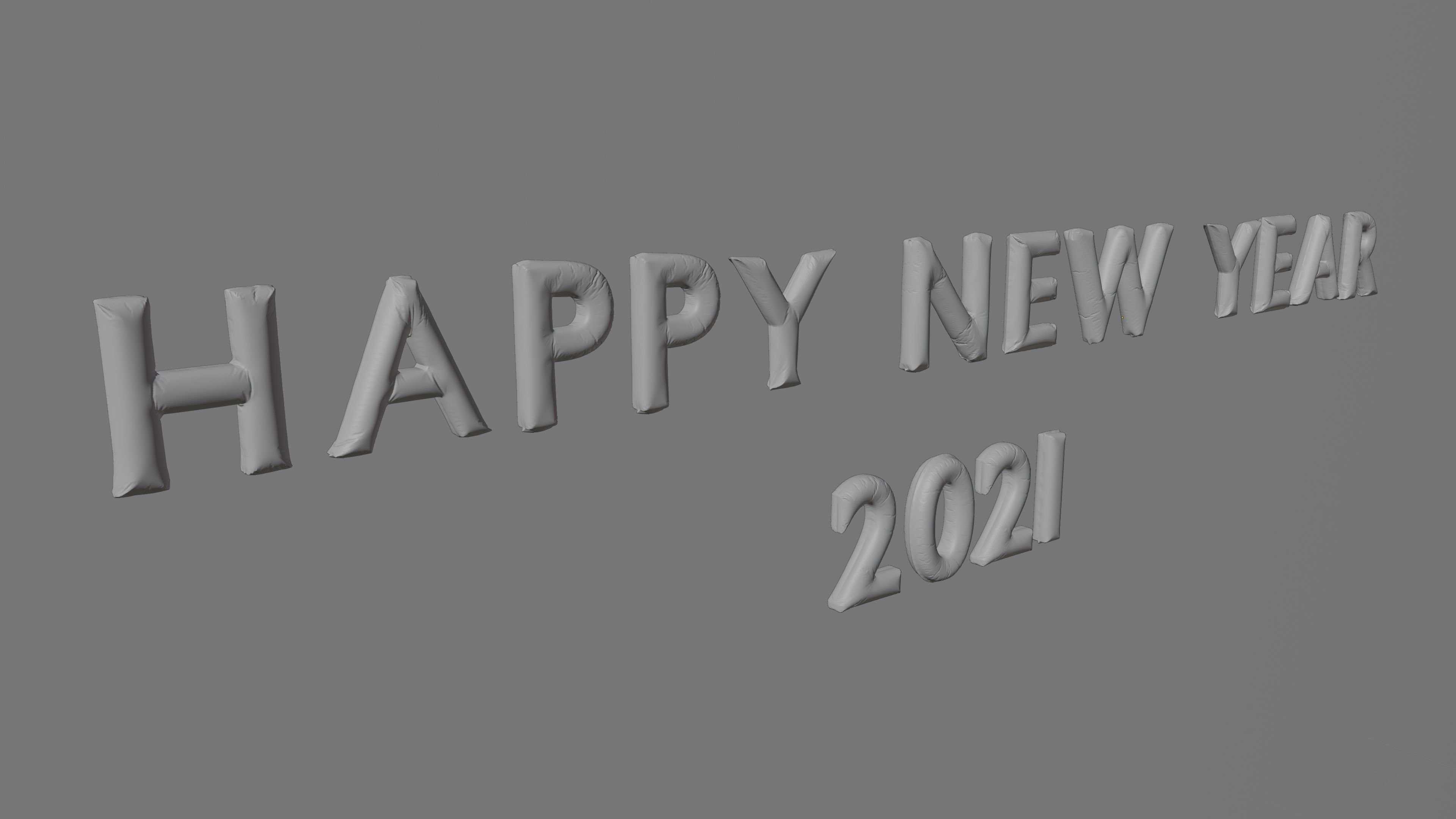 Happy New Year Balloon Text 3D 3D model_1