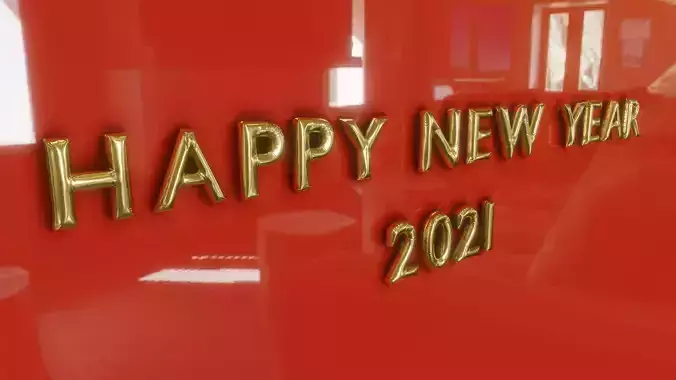Happy New Year Balloon Text 3D