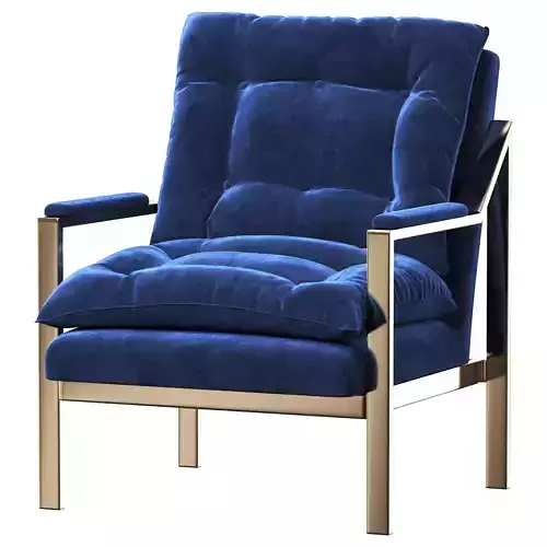 Navy Blue Velvet Gold Arm Chair