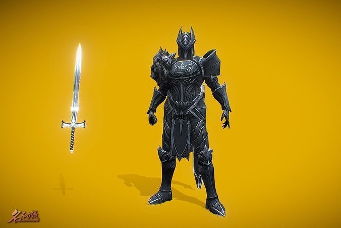 RPG Black Knight Low-poly 3D model