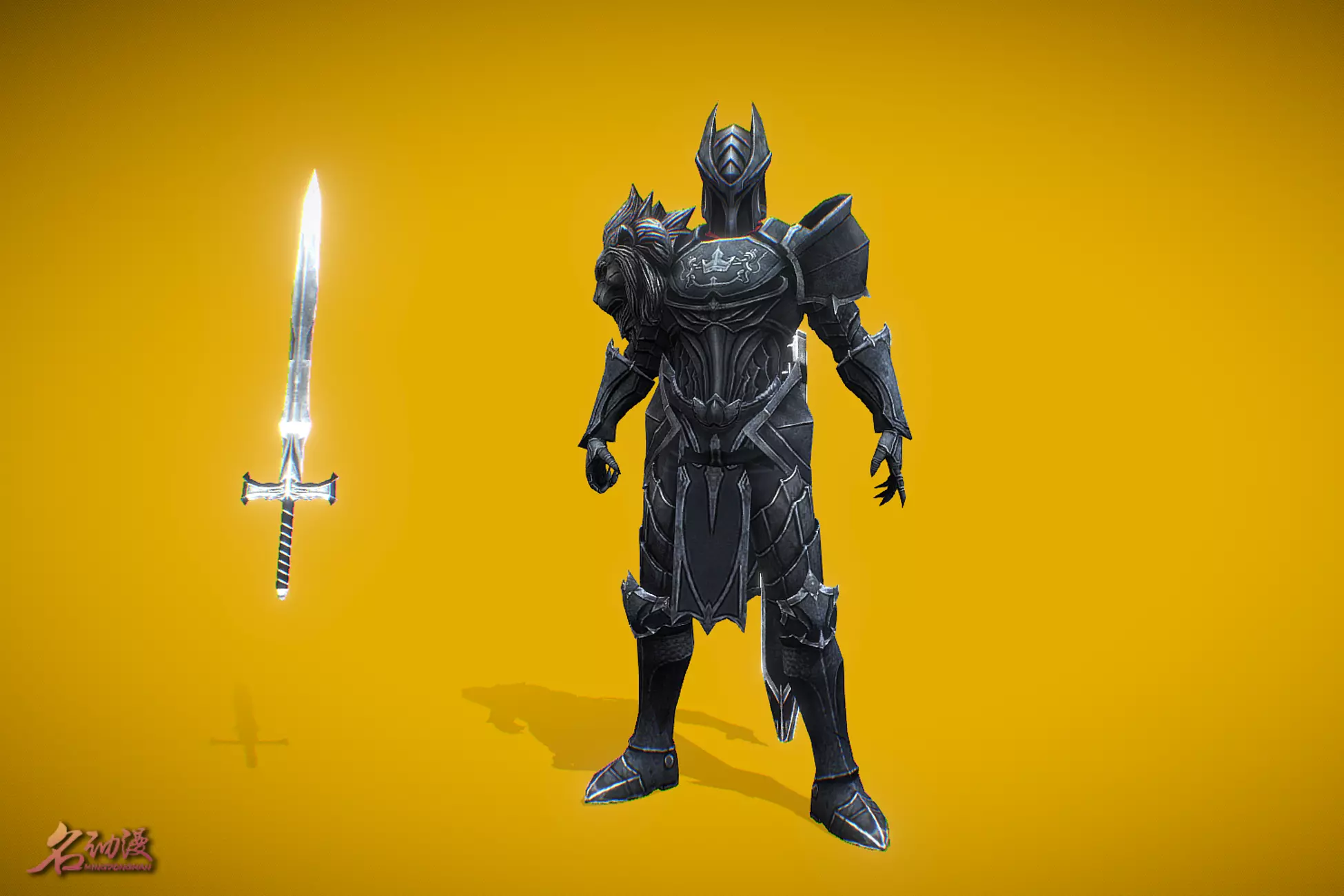 RPG Black Knight Low-poly 3D model_0