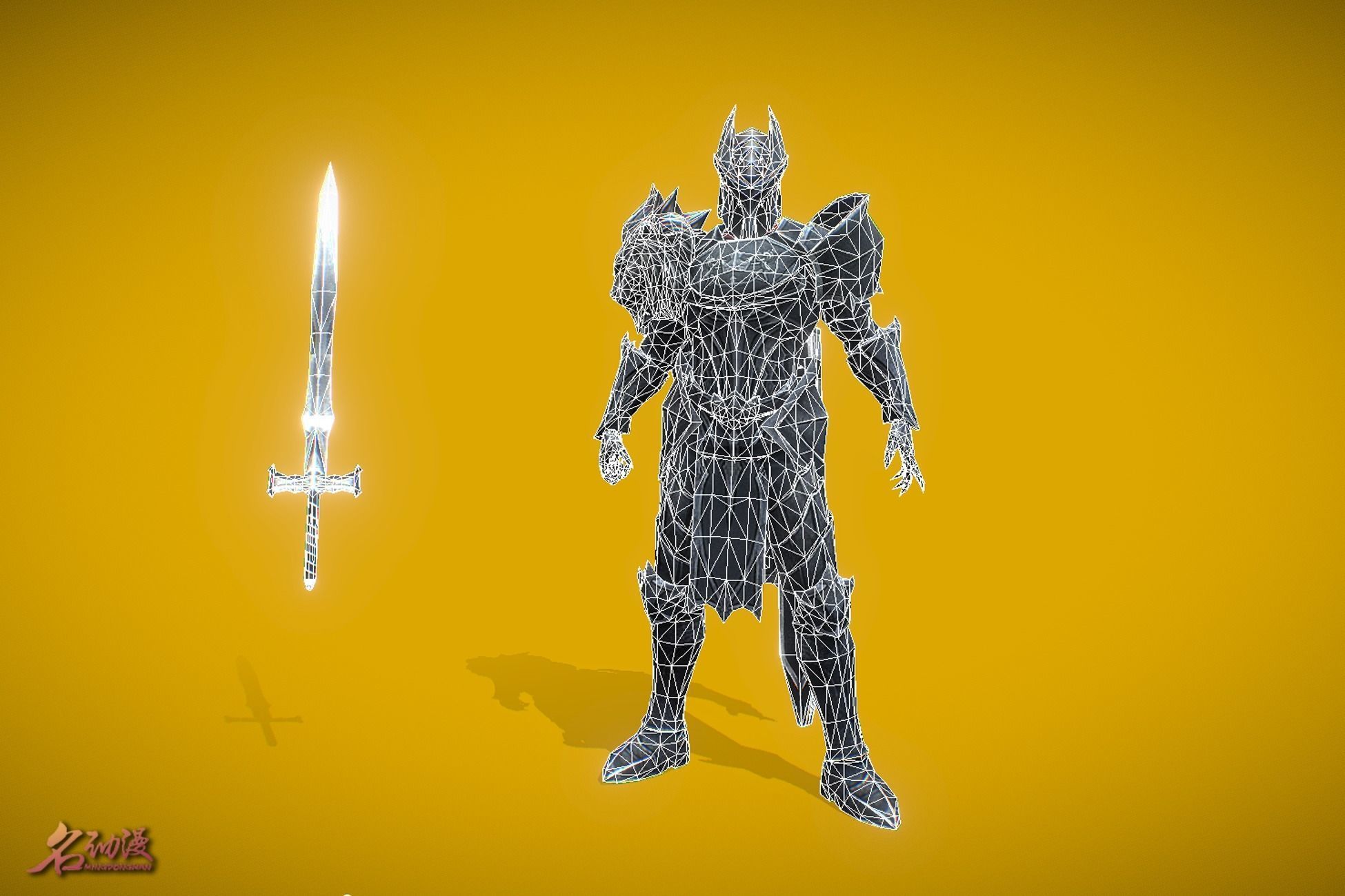 RPG Black Knight Low-poly 3D model_5