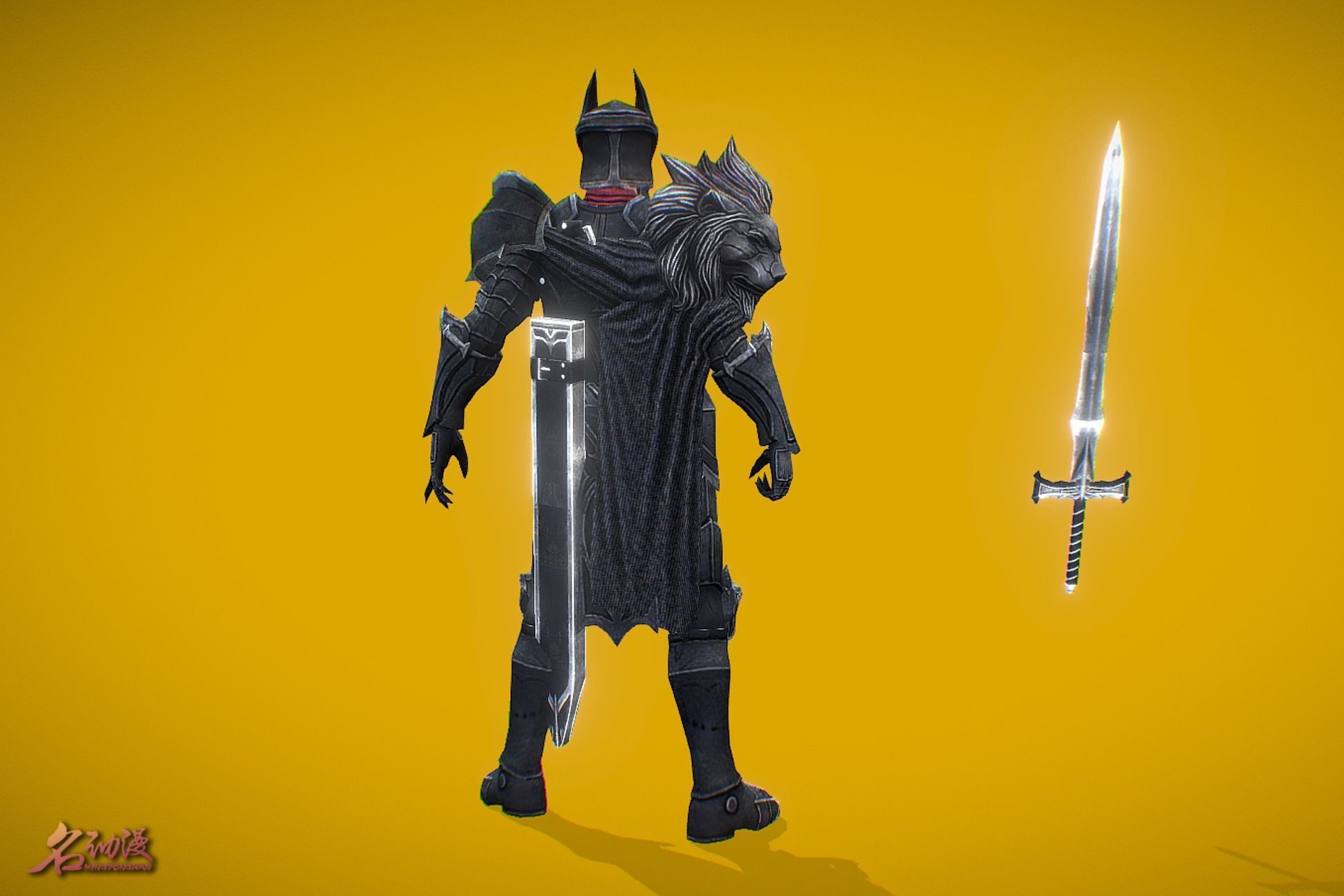 RPG Black Knight Low-poly 3D model_4