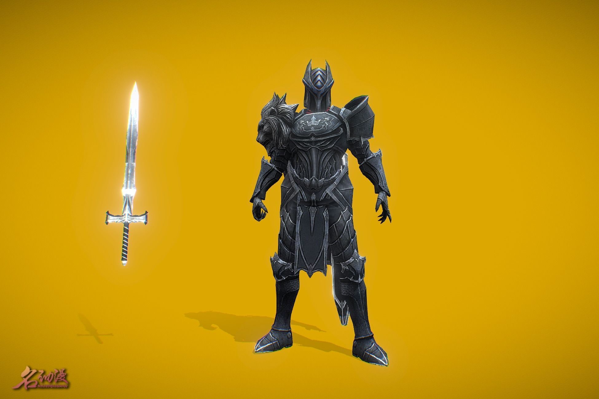 RPG Black Knight Low-poly 3D model_1