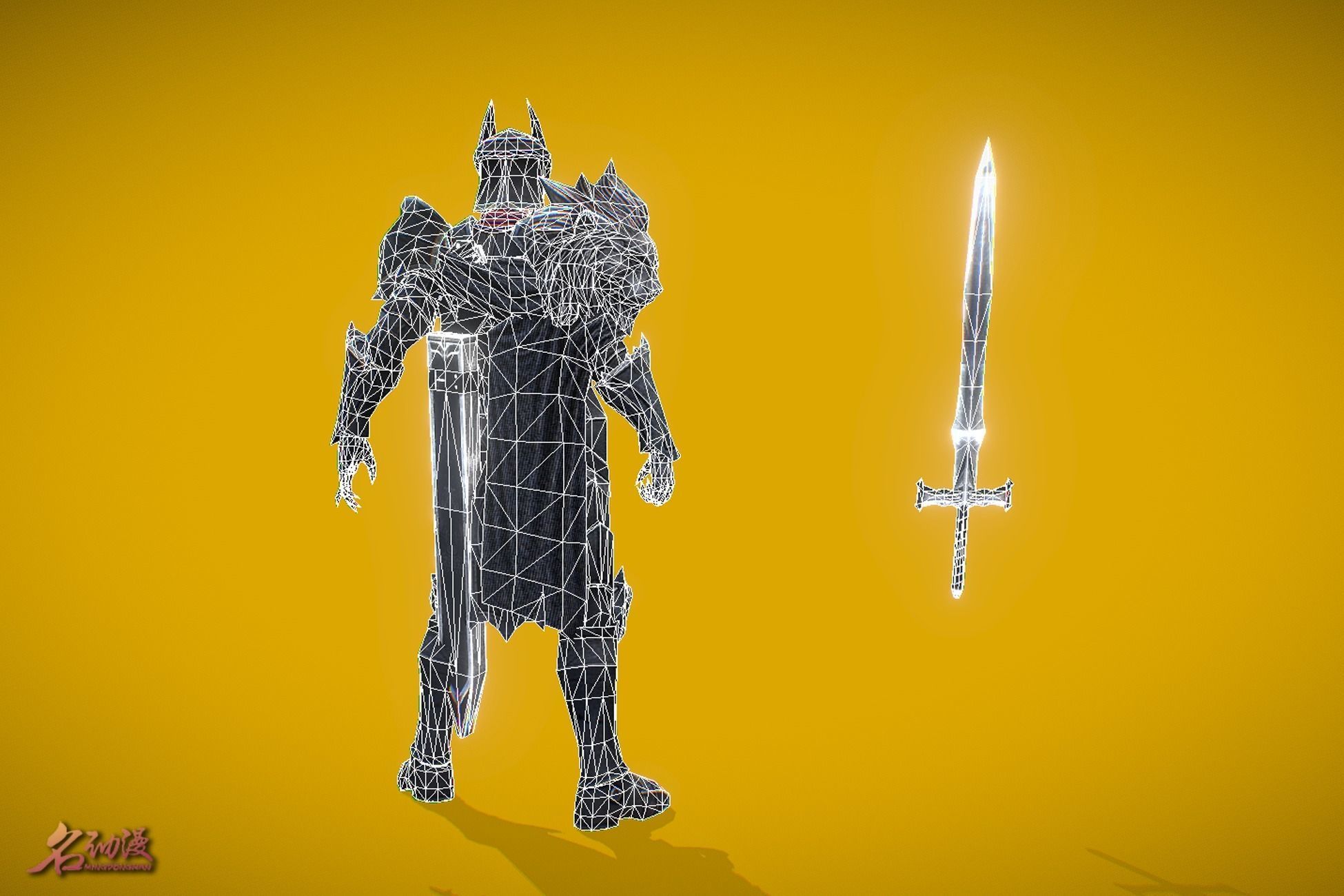 RPG Black Knight Low-poly 3D model_6