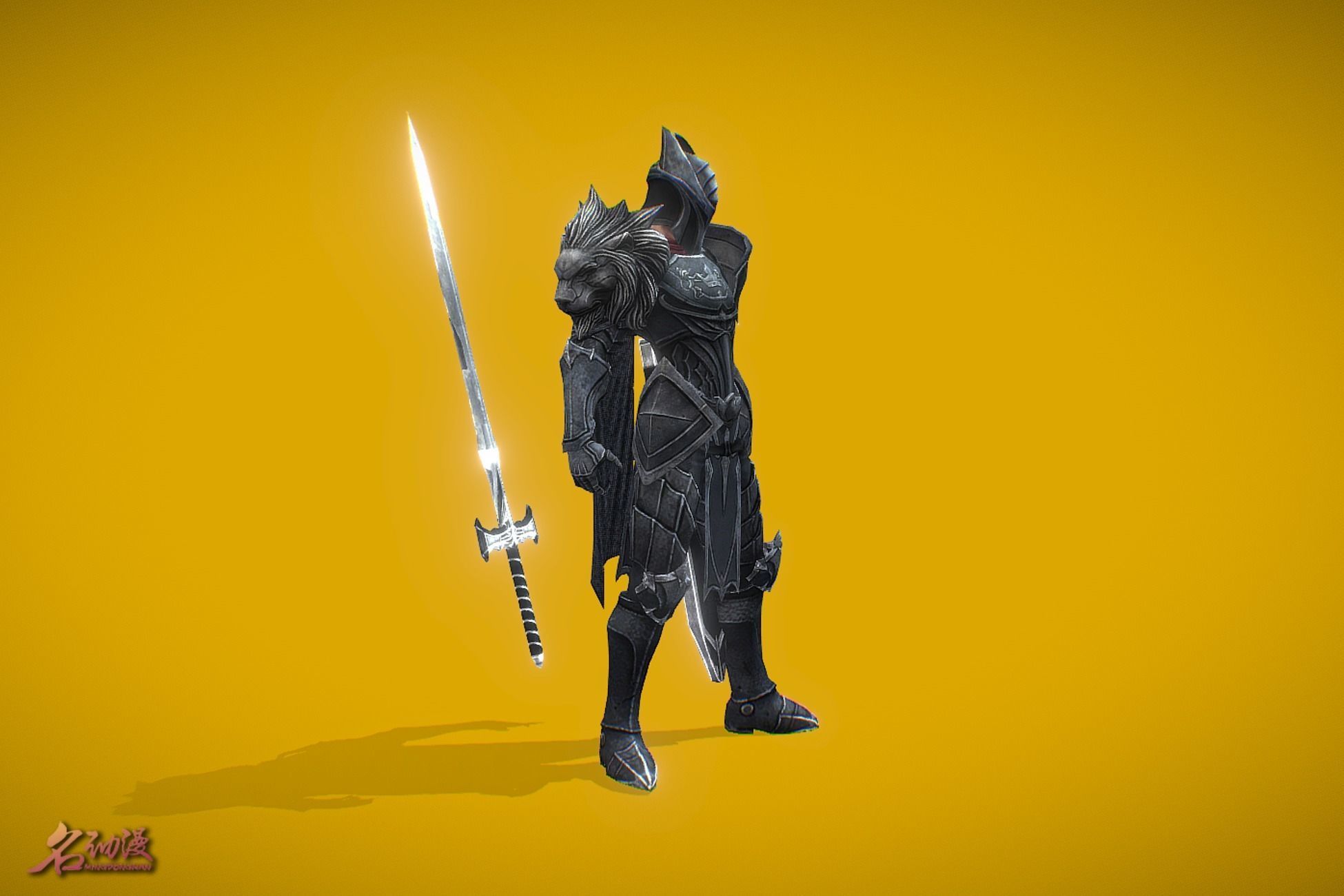 RPG Black Knight Low-poly 3D model_3
