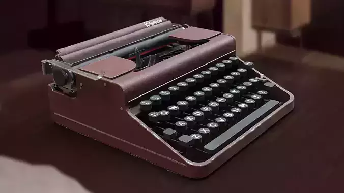 Realistic Game-Ready 1951 Red Olympia SM1 Typewriter model Low-poly 3D model