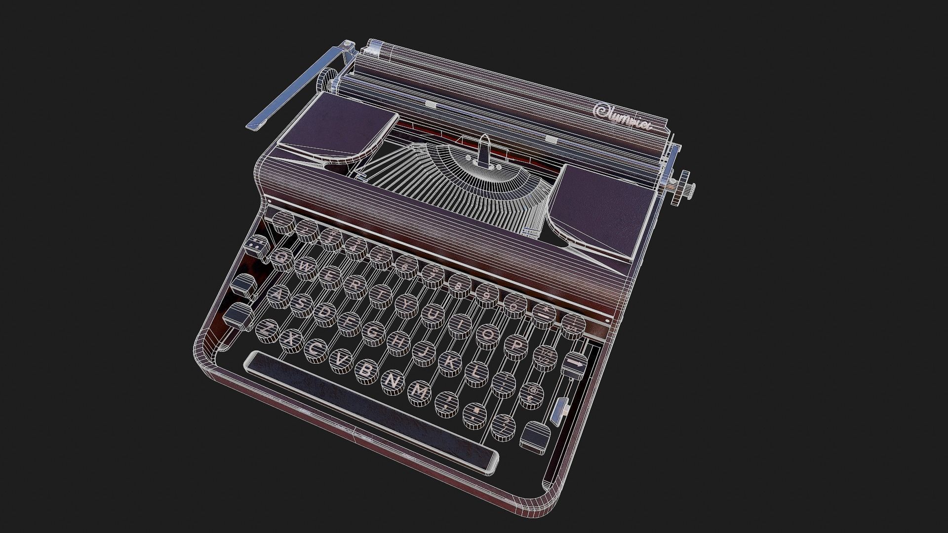 Realistic Game-Ready 1951 Red Olympia SM1 Typewriter model Low-poly 3D model_15