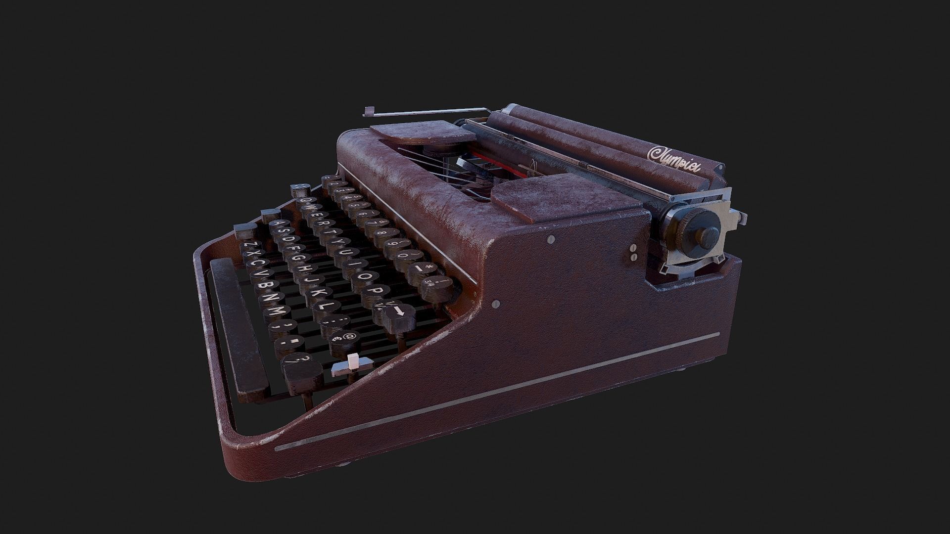 Realistic Game-Ready 1951 Red Olympia SM1 Typewriter model Low-poly 3D model_5
