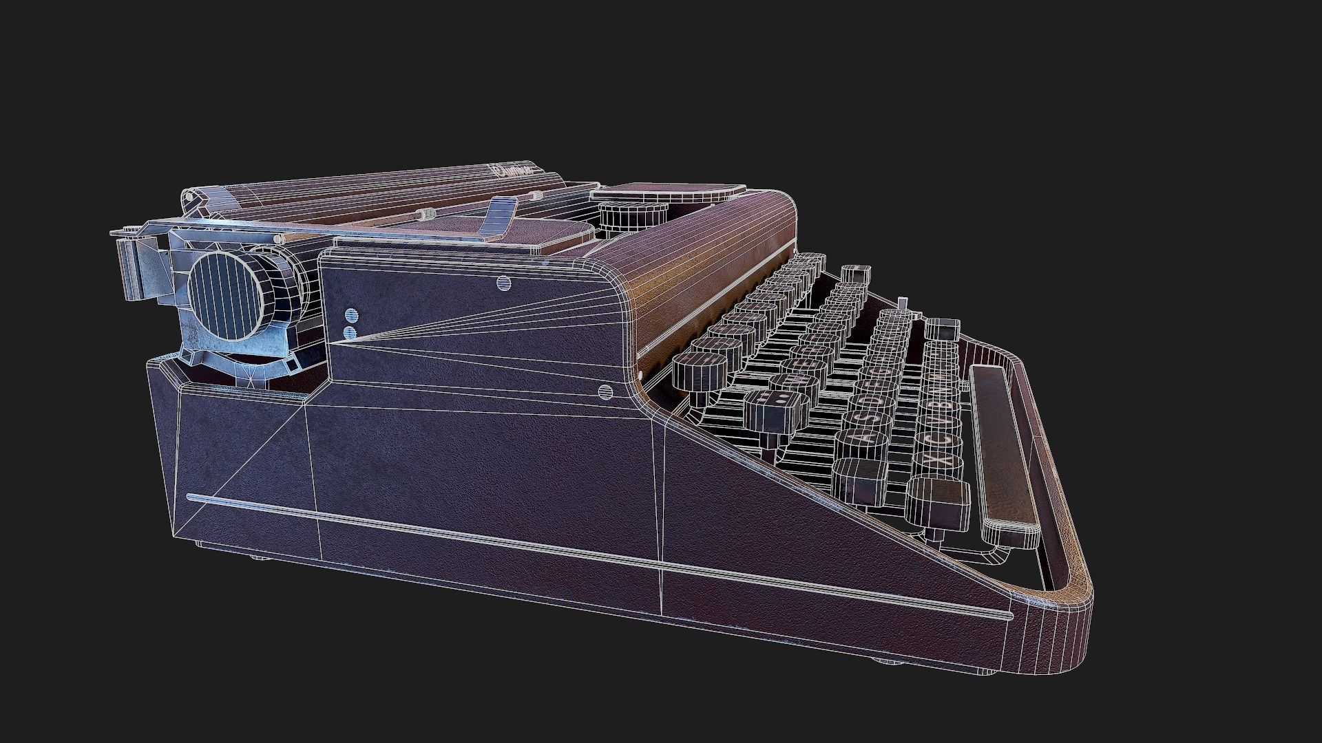 Realistic Game-Ready 1951 Red Olympia SM1 Typewriter model Low-poly 3D model_14