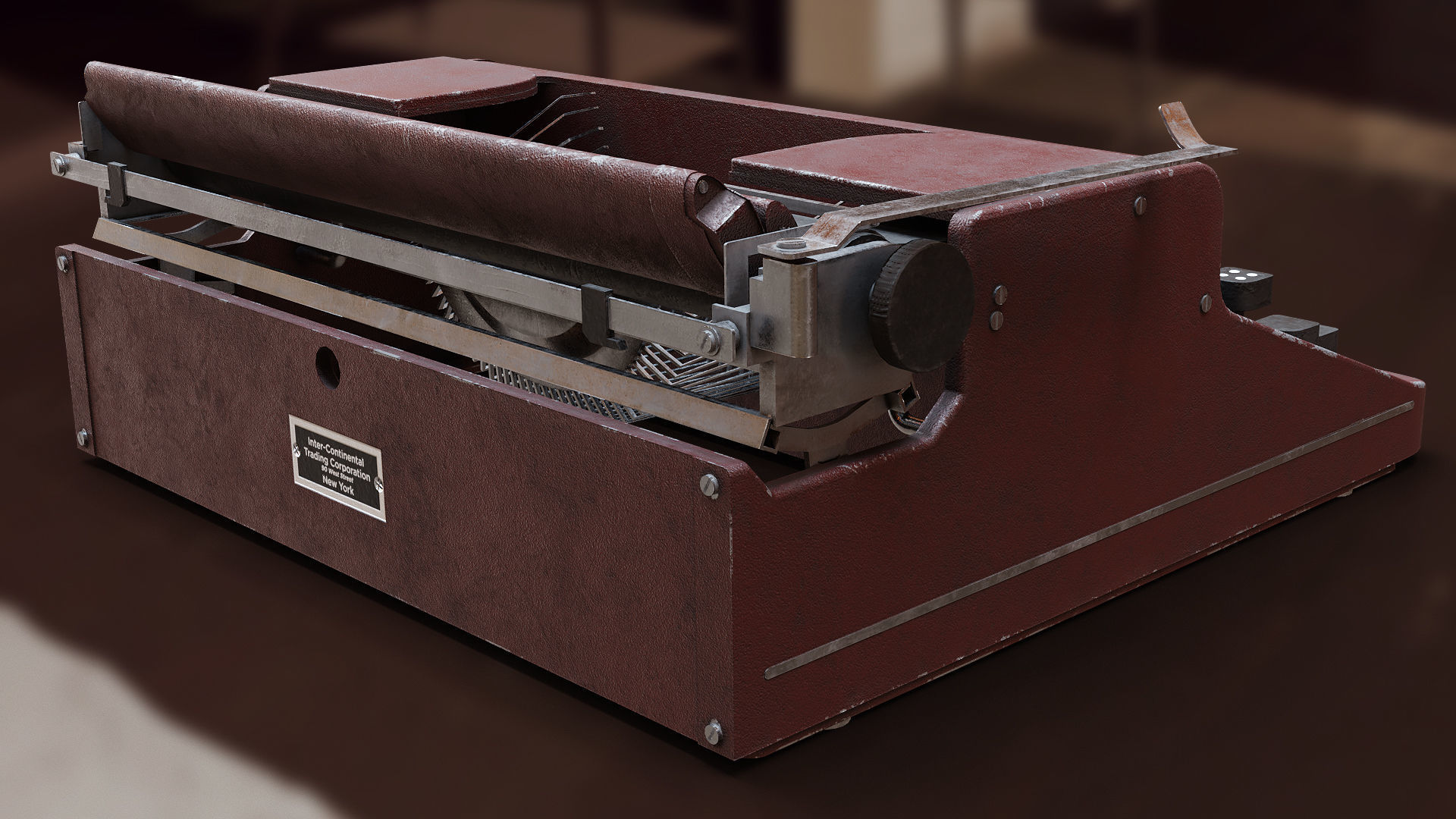 Realistic Game-Ready 1951 Red Olympia SM1 Typewriter model Low-poly 3D model_3