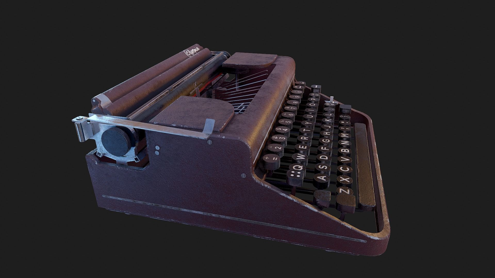 Realistic Game-Ready 1951 Red Olympia SM1 Typewriter model Low-poly 3D model_6