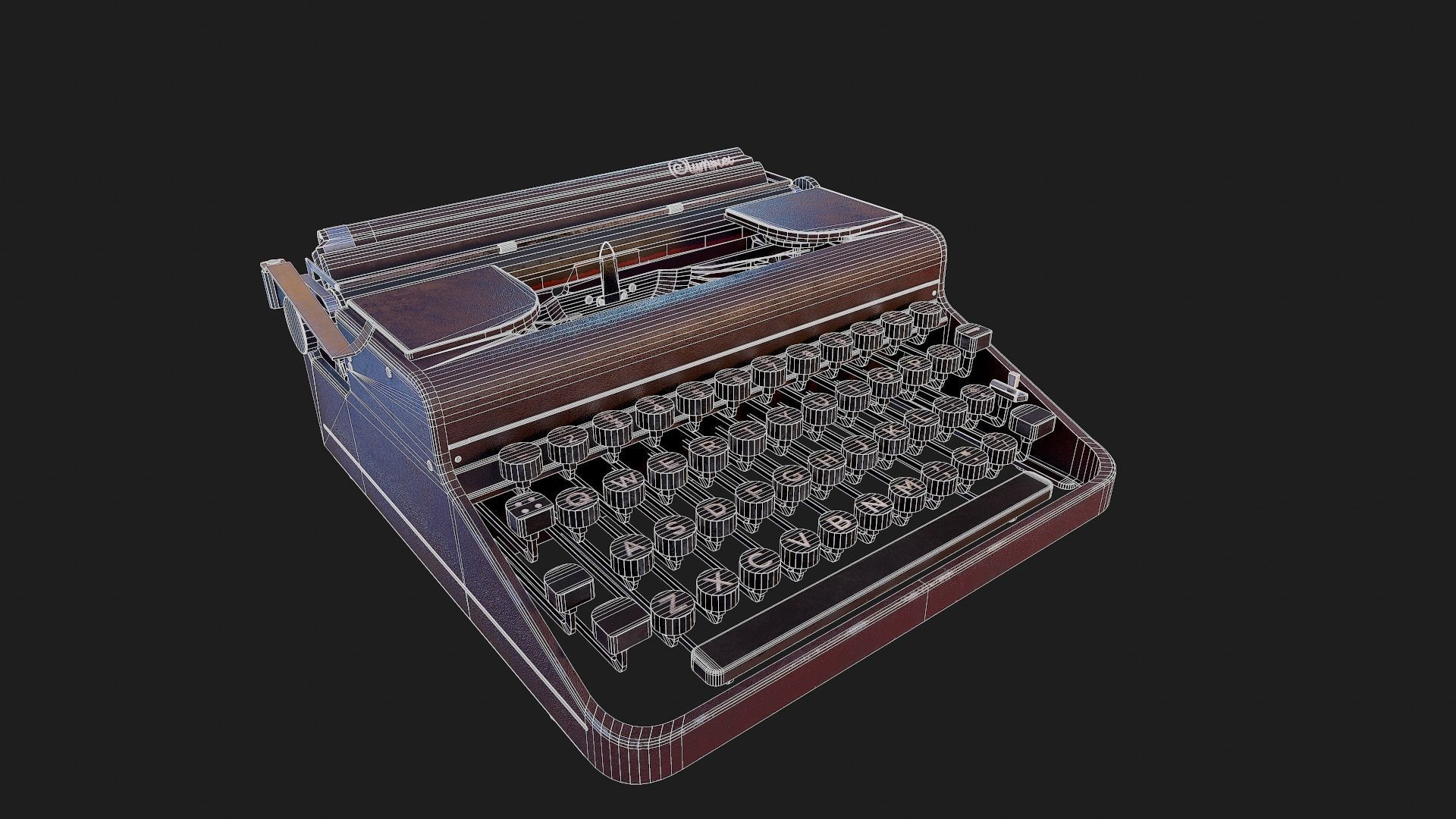 Realistic Game-Ready 1951 Red Olympia SM1 Typewriter model Low-poly 3D model_11
