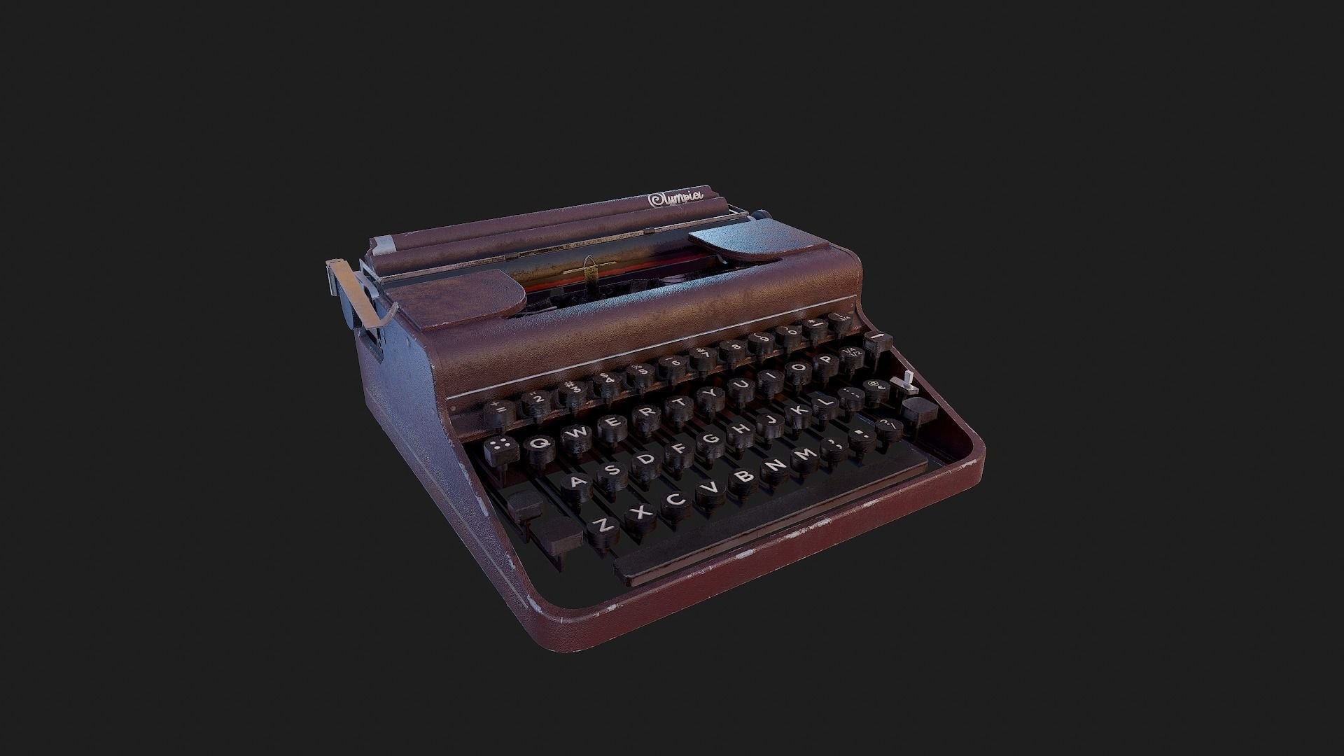 Realistic Game-Ready 1951 Red Olympia SM1 Typewriter model Low-poly 3D model_4