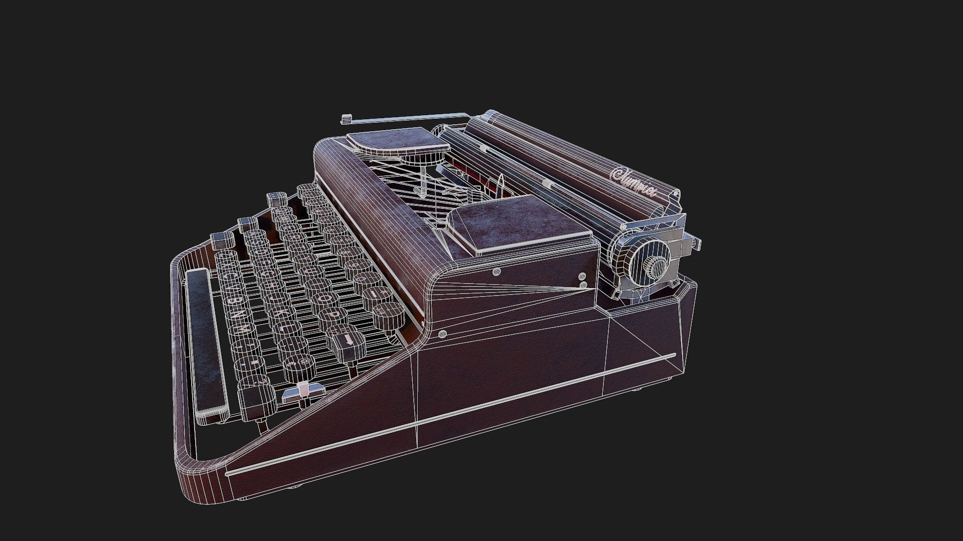 Realistic Game-Ready 1951 Red Olympia SM1 Typewriter model Low-poly 3D model_12