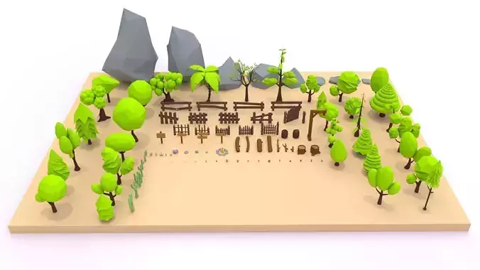 Trees Flowers and Rocks